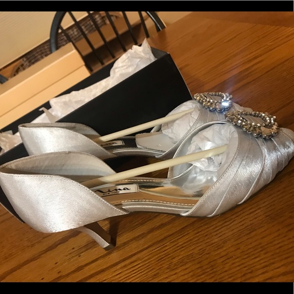 New Nina Silver 7.5 D’Orsay Bridesmaid Bridal - Picture 6 of 7